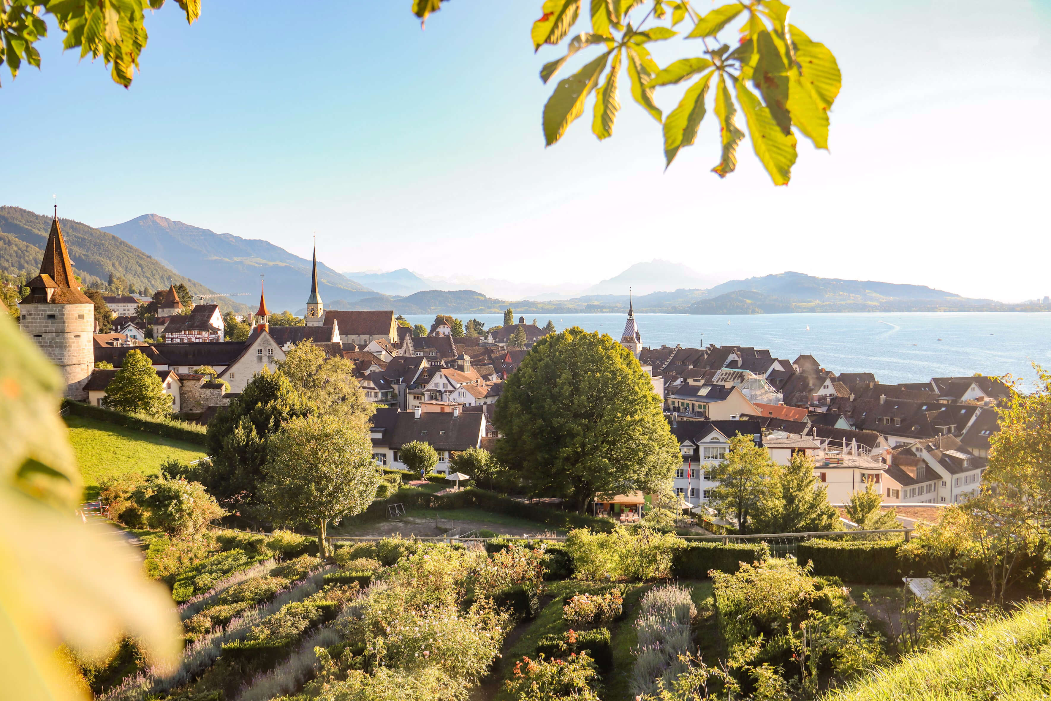 Umzug in Zug mit Blick auf den Zugersee